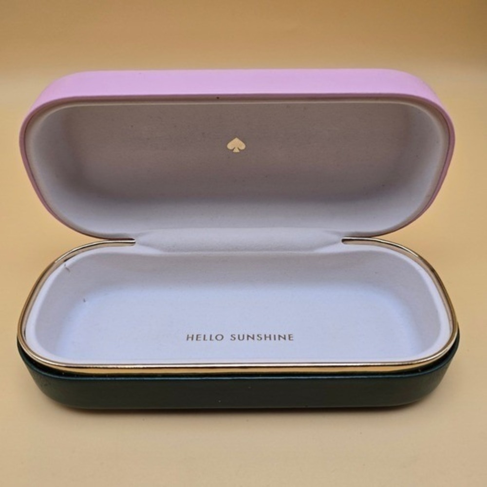Kate Spade New York Pink Green Colorblock Hard Sun/Eyeglasses Case Gold Logo